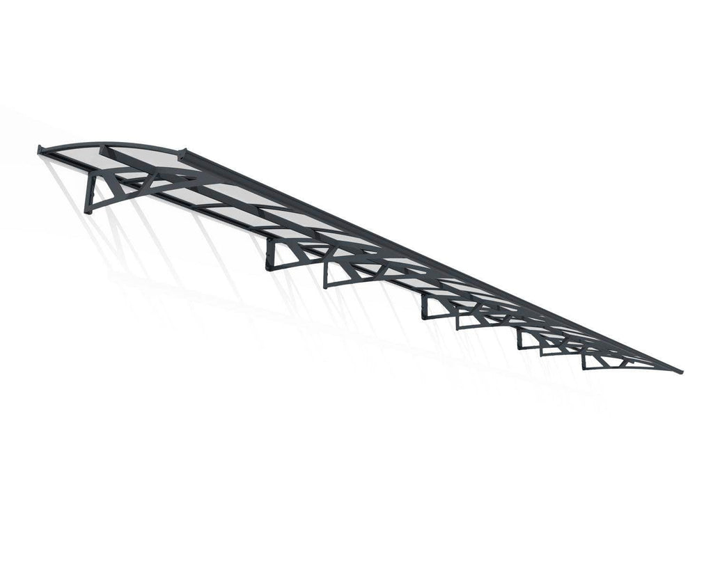 Amsterdam 5 ft. x 29 ft. Door Awning Kit - Grey Structure & clear Panels - Rathwood Store
