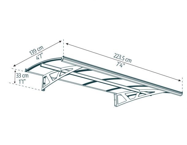 Amsterdam 5 ft. x 7 ft. Door Awning Kit - Grey Structure & clear Panels - Rathwood Store