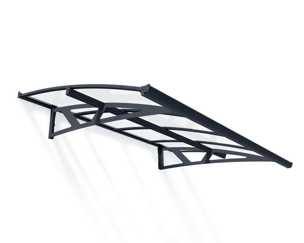 Amsterdam 5 ft. x 7 ft. Door Awning Kit - Grey Structure & clear Panels - Rathwood Store