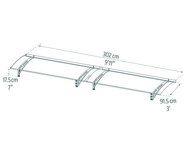 Aquila 3 ft. x 10 ft. Door Awning Kit - Grey Structure & Clear Panels - Rathwood Store