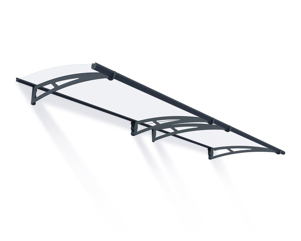 Aquila 3 ft. x 10 ft. Door Awning Kit - Grey Structure & Clear Panels - Rathwood Store