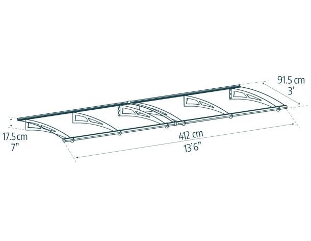 Aquila 3 ft. x 14 ft. Door Awning Kit - Grey Structure & Clear Panels - Rathwood Store