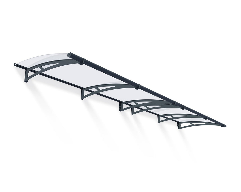Aquila 3 ft. x 14 ft. Door Awning Kit - Grey Structure & Clear Panels - Rathwood Store