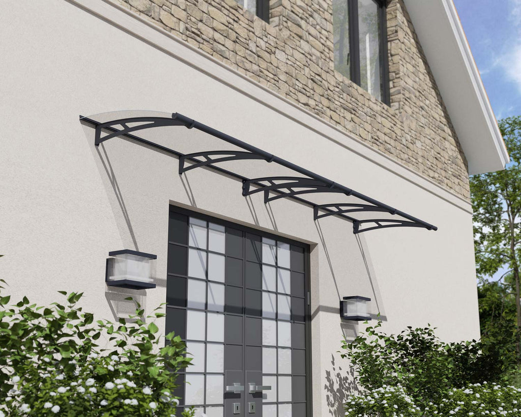Aquila 3 ft. x 14 ft. Door Awning Kit - Grey Structure & Clear Panels - Rathwood Store