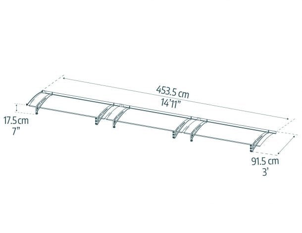 Aquila 3 ft. x 15 ft. Door Awning Kit - Grey Structure & Clear Panels - Rathwood Store