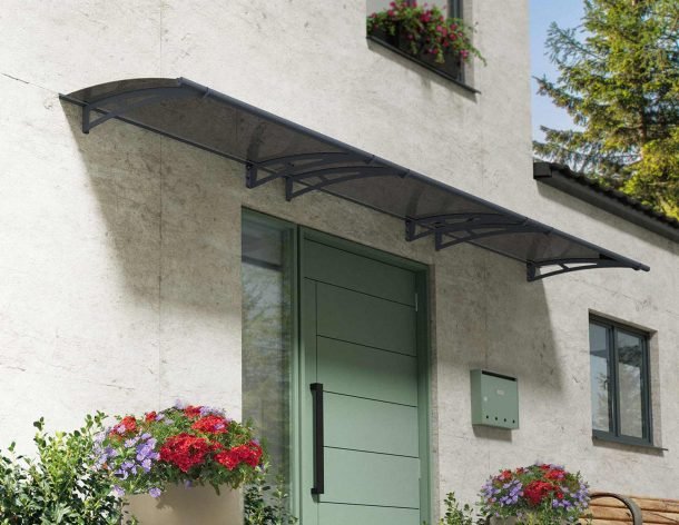 Aquila 3 ft. x 15 ft. Door Awning Kit - Grey Structure & Clear Panels - Rathwood Store