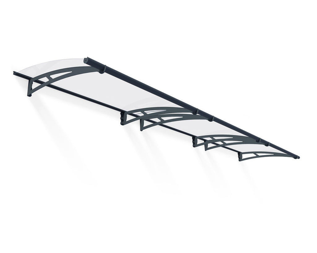 Aquila 3 ft. x 15 ft. Door Awning Kit - Grey Structure & Clear Panels - Rathwood Store