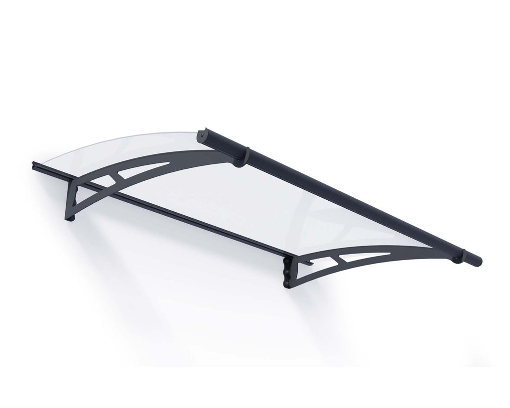 Aquila 3 ft. x 5 ft. Door Awning Kit - Grey Structure & Clear Panels - Rathwood Store