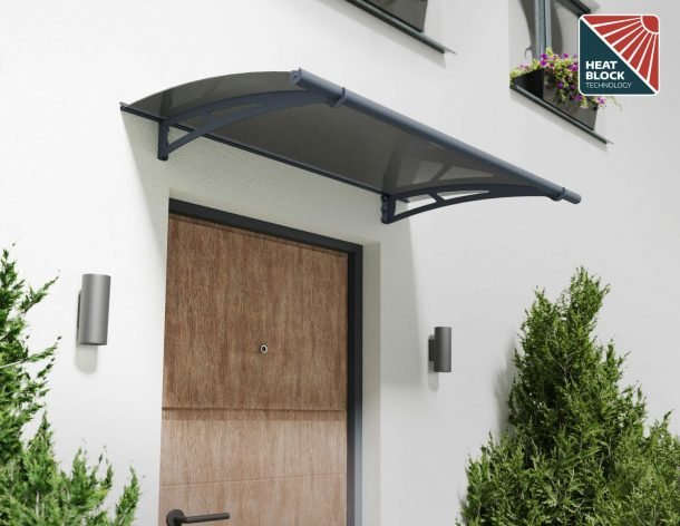Aquila 3 ft. x 5 ft. Door Awning Kit - Grey Structure & Clear Panels - Rathwood Store