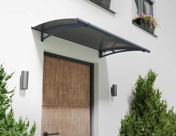 Aquila 3 ft. x 5 ft. Door Awning Kit - Grey Structure & Clear Panels - Rathwood Store