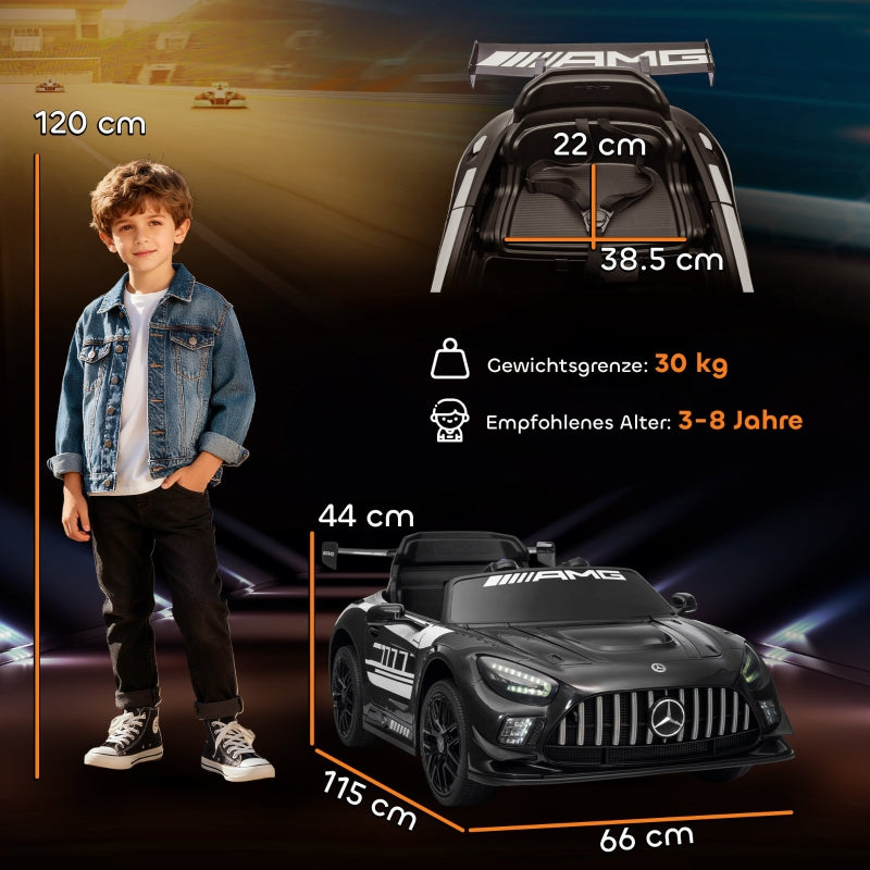 Mercedes Electric Ride-On Car with 12V Battery and LED Lights, Black