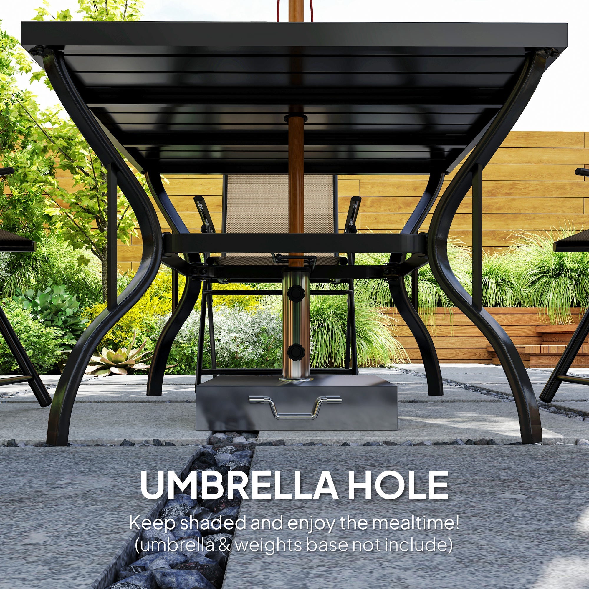 Five-Piece Patio Set Steel Frame Khaki/Black