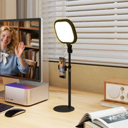 Table lamp with phone holder, 5 color modes, 10 brightness levels, memory function, metal, black