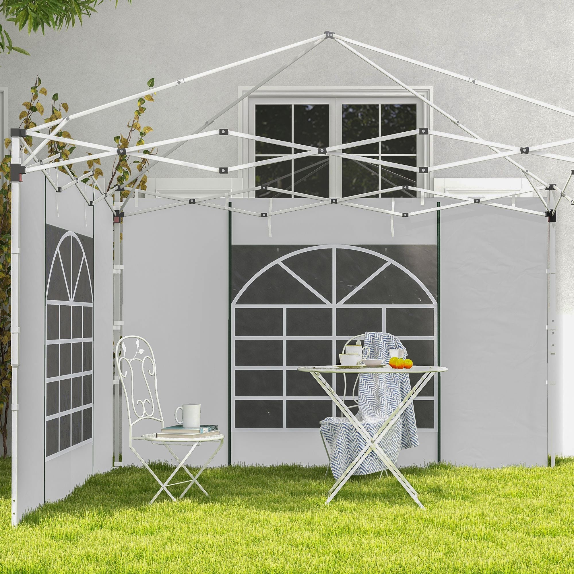 Pavilion Side Panels, Set of 2, Window & Door, Oxford, White