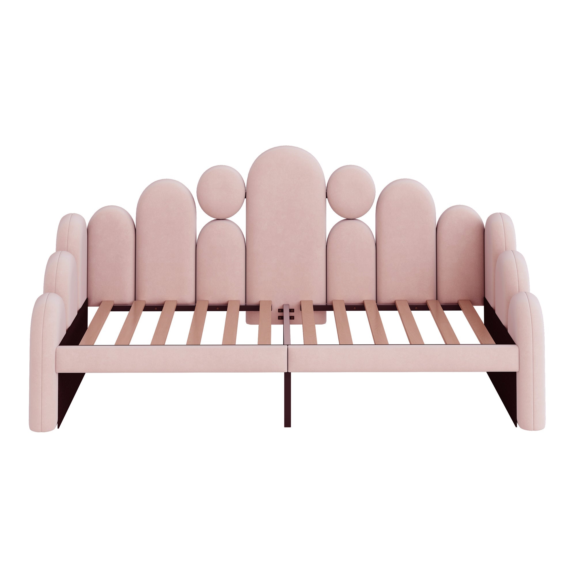 Upholstered Sofa Bed with Pet Bed and Backrest, 180x200cm, Pink Velvet