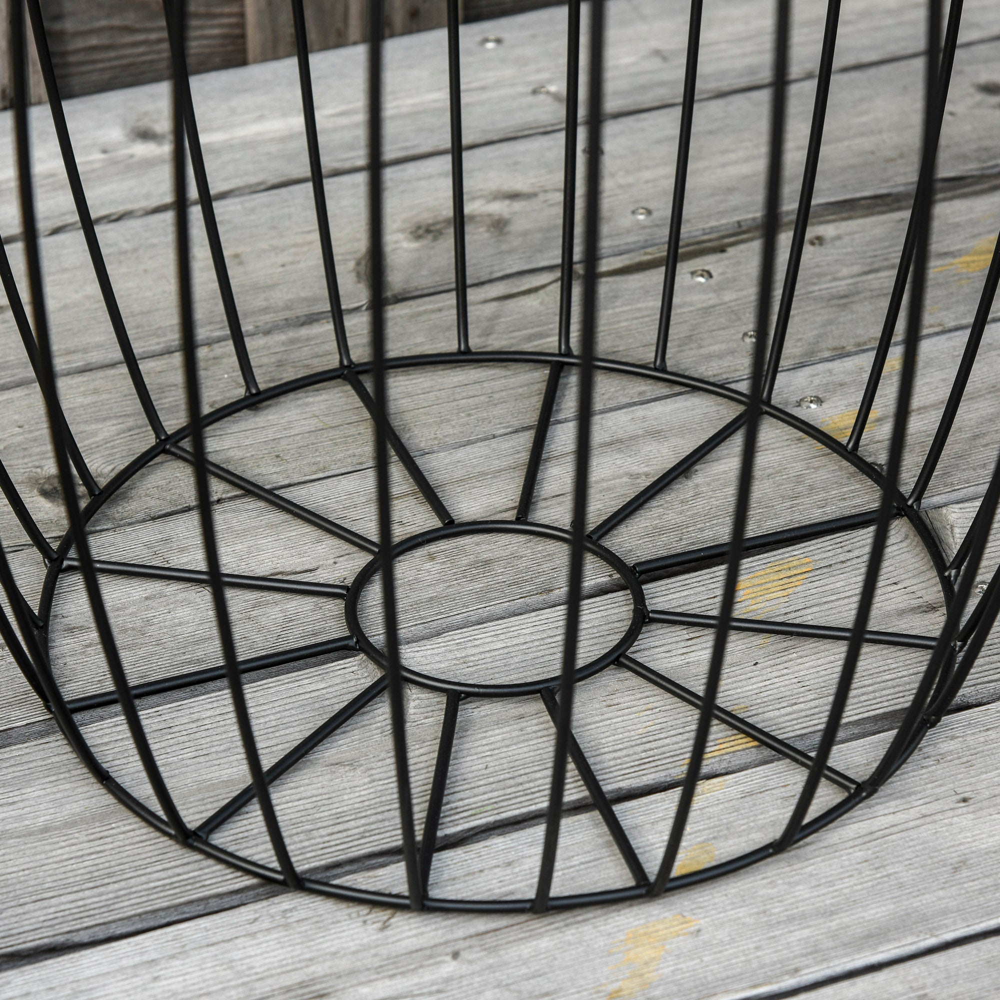Side tables, Set of 3 Retro Style Metal Basket, Natural and Black