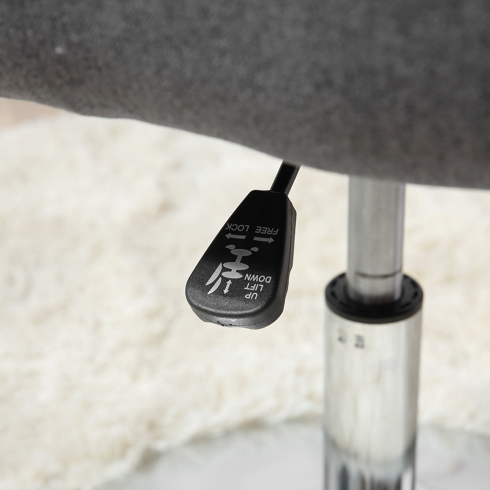 Work Stool Swivel Office Chair Height Adjustable, Linen-like Polyester Dark Grey