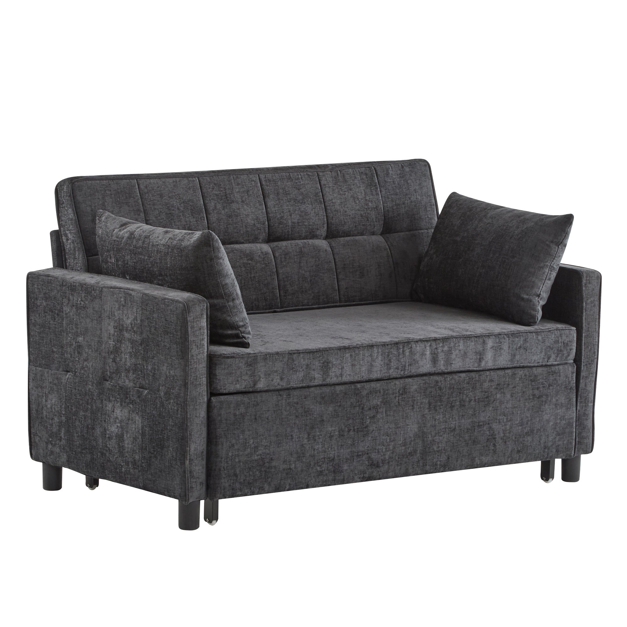 Sofa Bed Two-Seater Sleeper, Adjustable Backrest High-Density Foam, Chenille Fabric