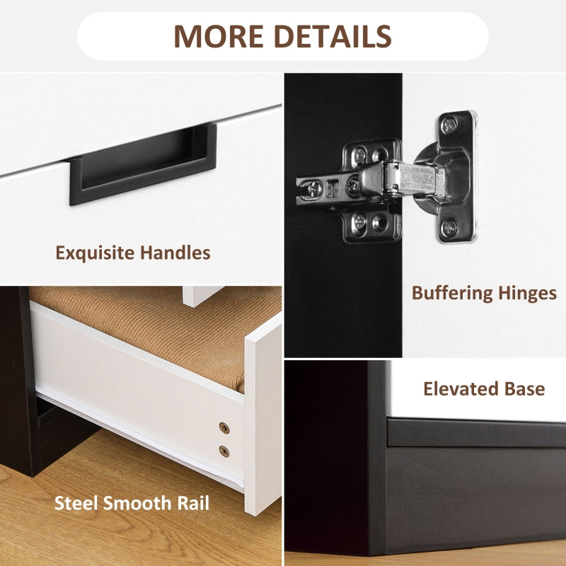 2 Door Wardrobe with 3 Drawers and Hanging Rod, Black