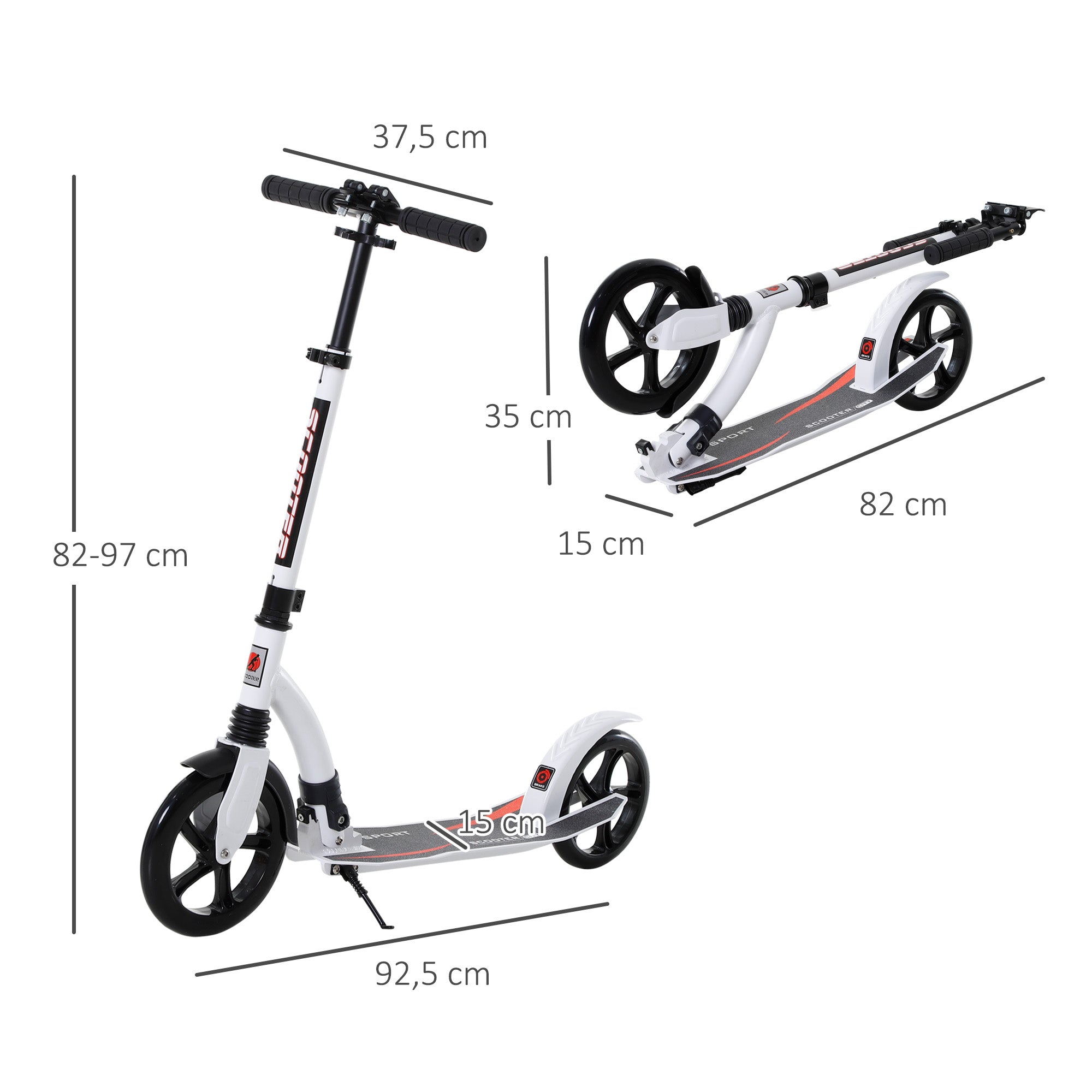 Children's Scooter, Foldable, Height Adjustable, Aluminum White