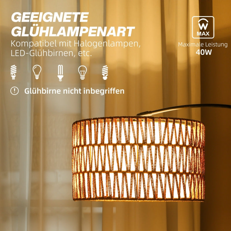 Floor Lamp, E27 socket, height adjustable, black with linen lampshade