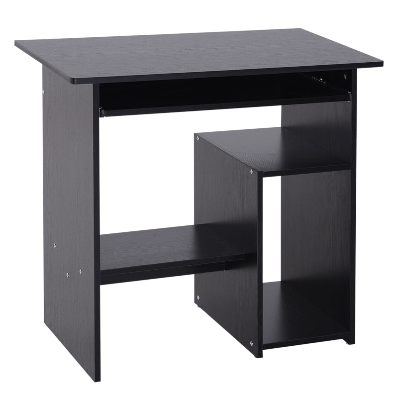 Compact Small Computer Table Desk with Keyboard Tray and Storage Shelf, Black