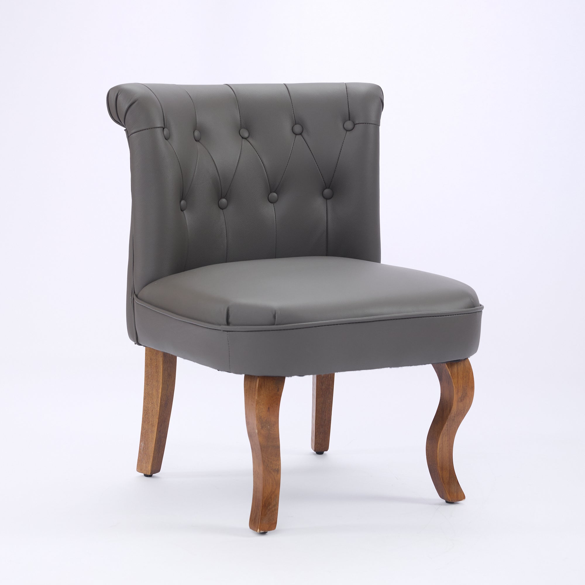 Lounge Chair Genuine Leather Solid Rubberwood Legs - Grey