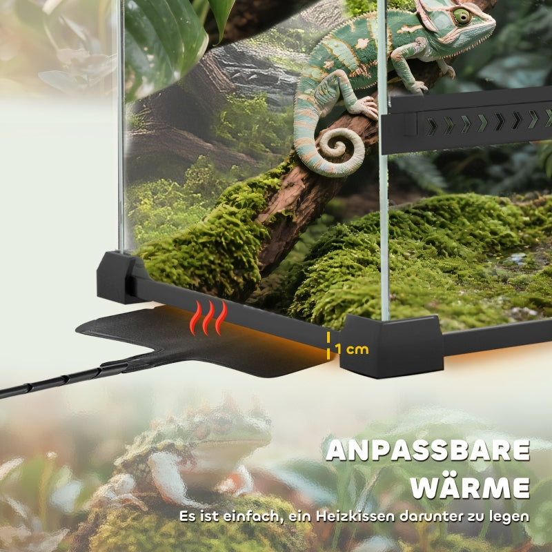 Glass Terrarium, Raised Waterproof Base with Button Lock, for Reptiles