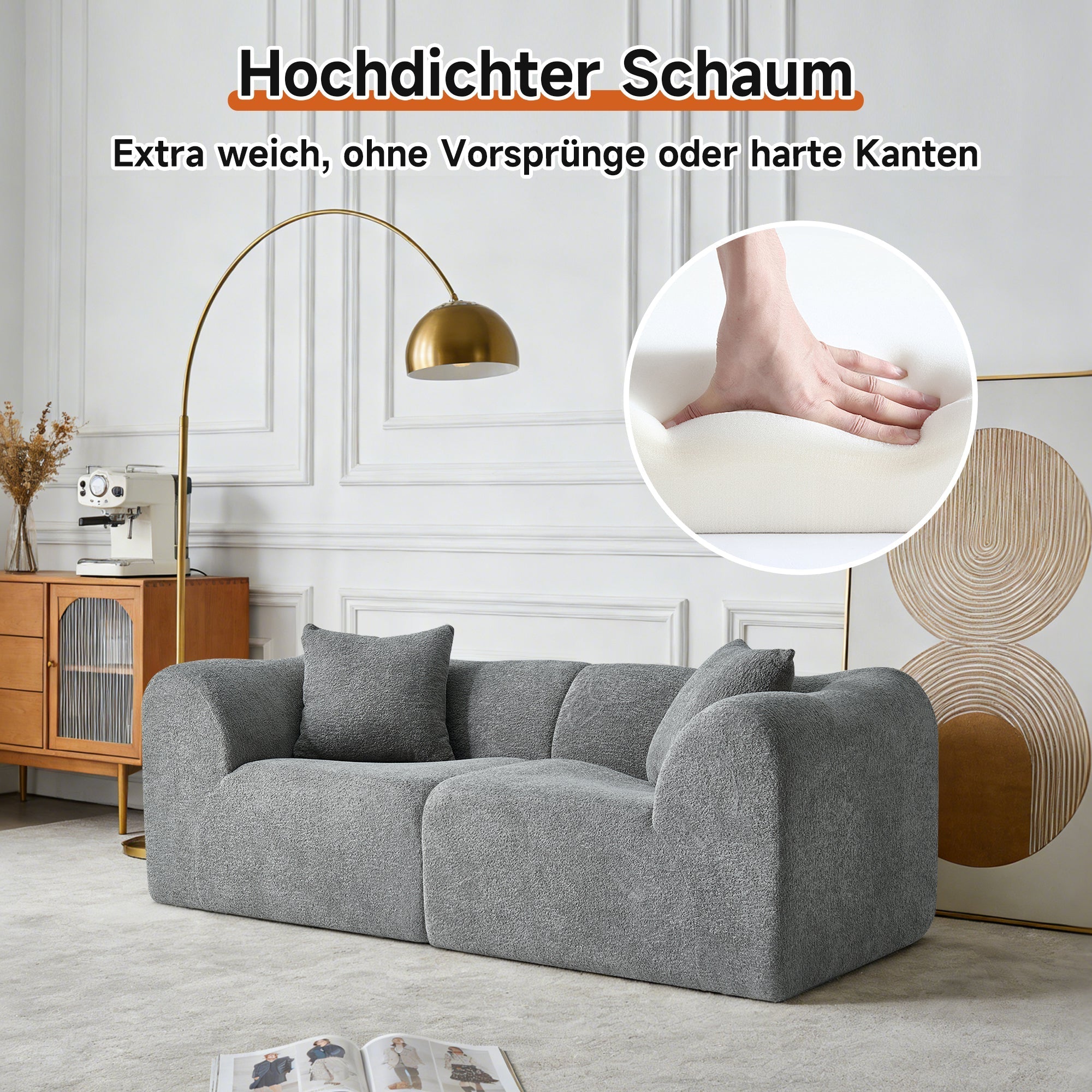 Modern Loveseat 2-Seater Space-Saving with Cushions - Velvet