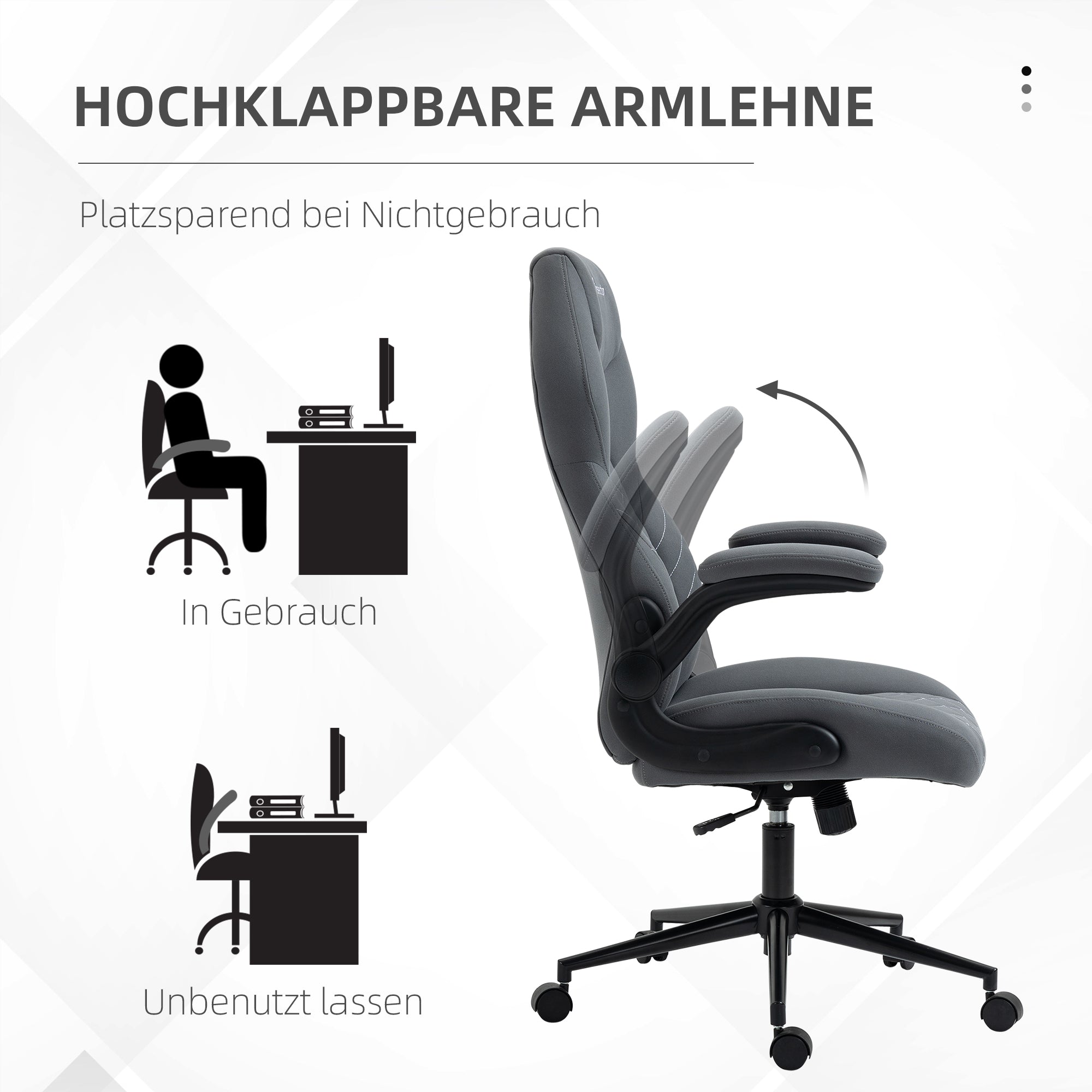 Vinsetto Ergonomic Office Chair, Rocking, Adjustable Armrests, Swivel, Fabric