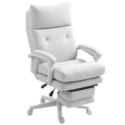 Bürostuhl, ergonomischer Schreibtischstuhl mit Lordosenstütze und Fußstütze, Cremeweiß