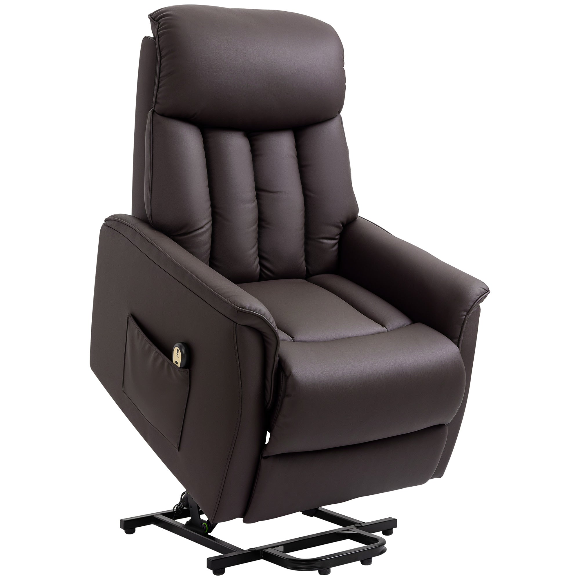 Electric Lift Chair, Recliner TV Chair with Lift Assistance & Reclining Function, Faux Leather Brown