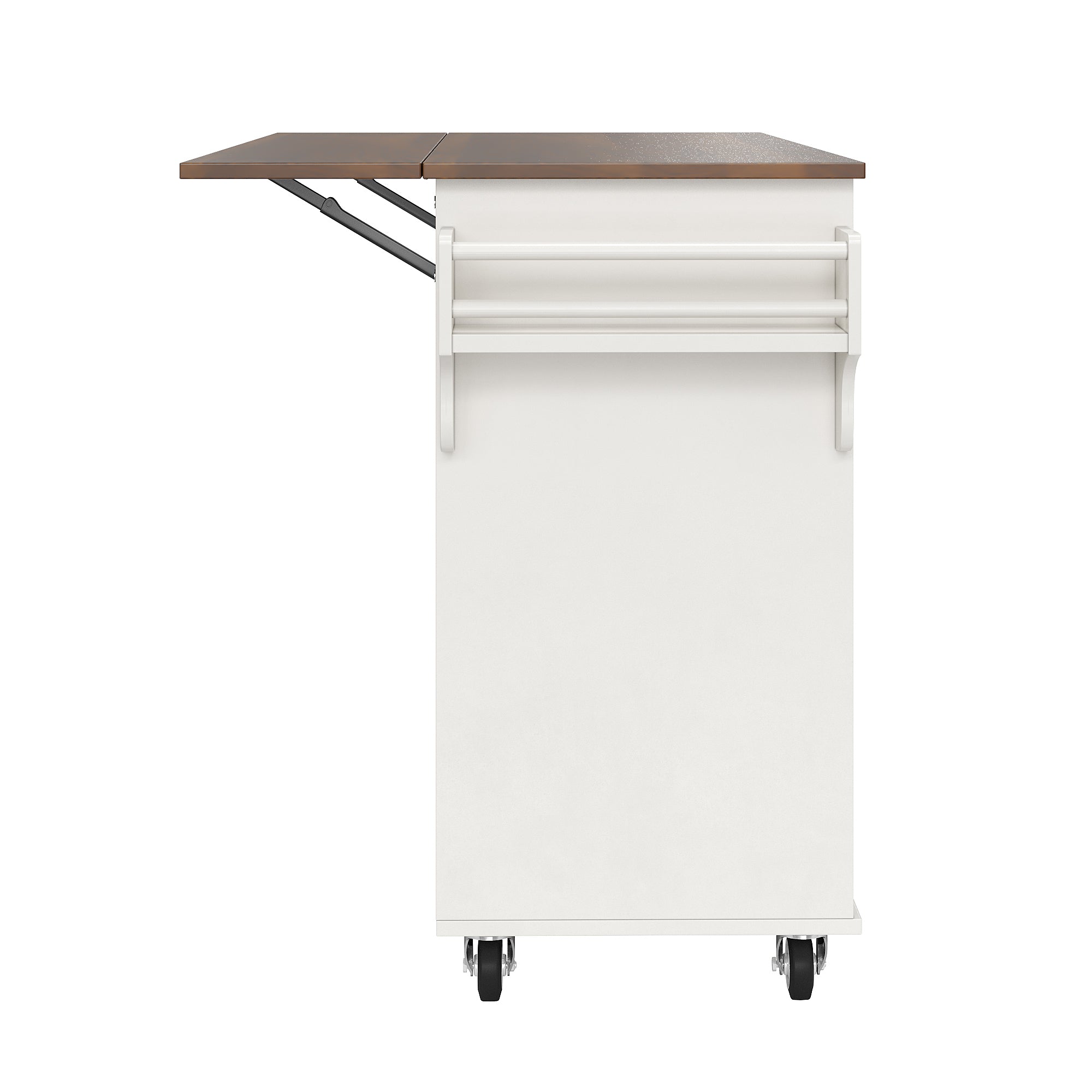 Kitchen Cart with Towel Rail, Spice Rack, Adjustable Dividers, White Wood Grain