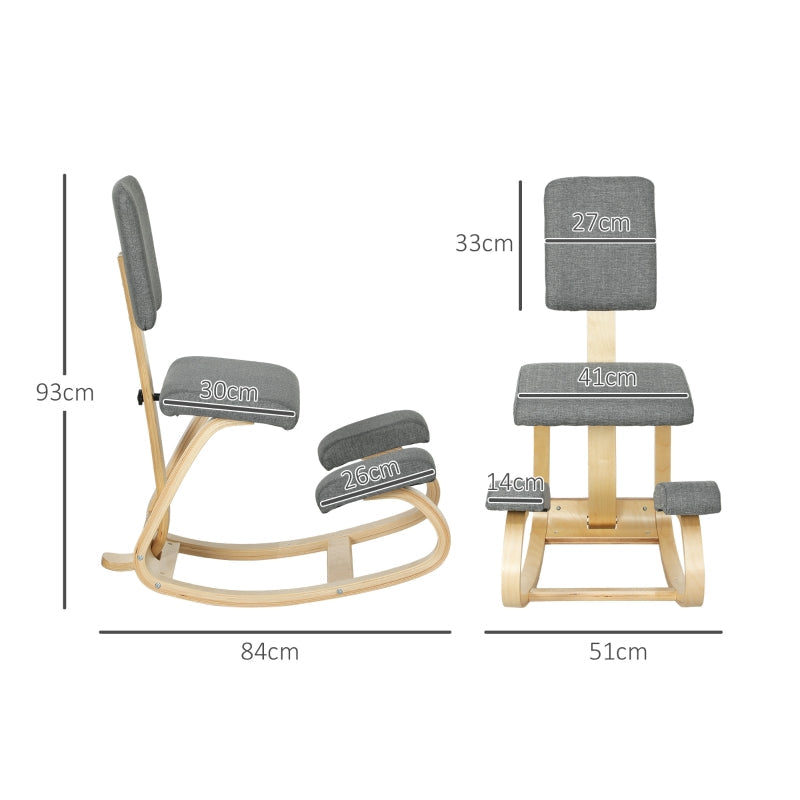 Ergonomischer Kniestuhl, Gesundheitsstuhl für das Home Office, Grau