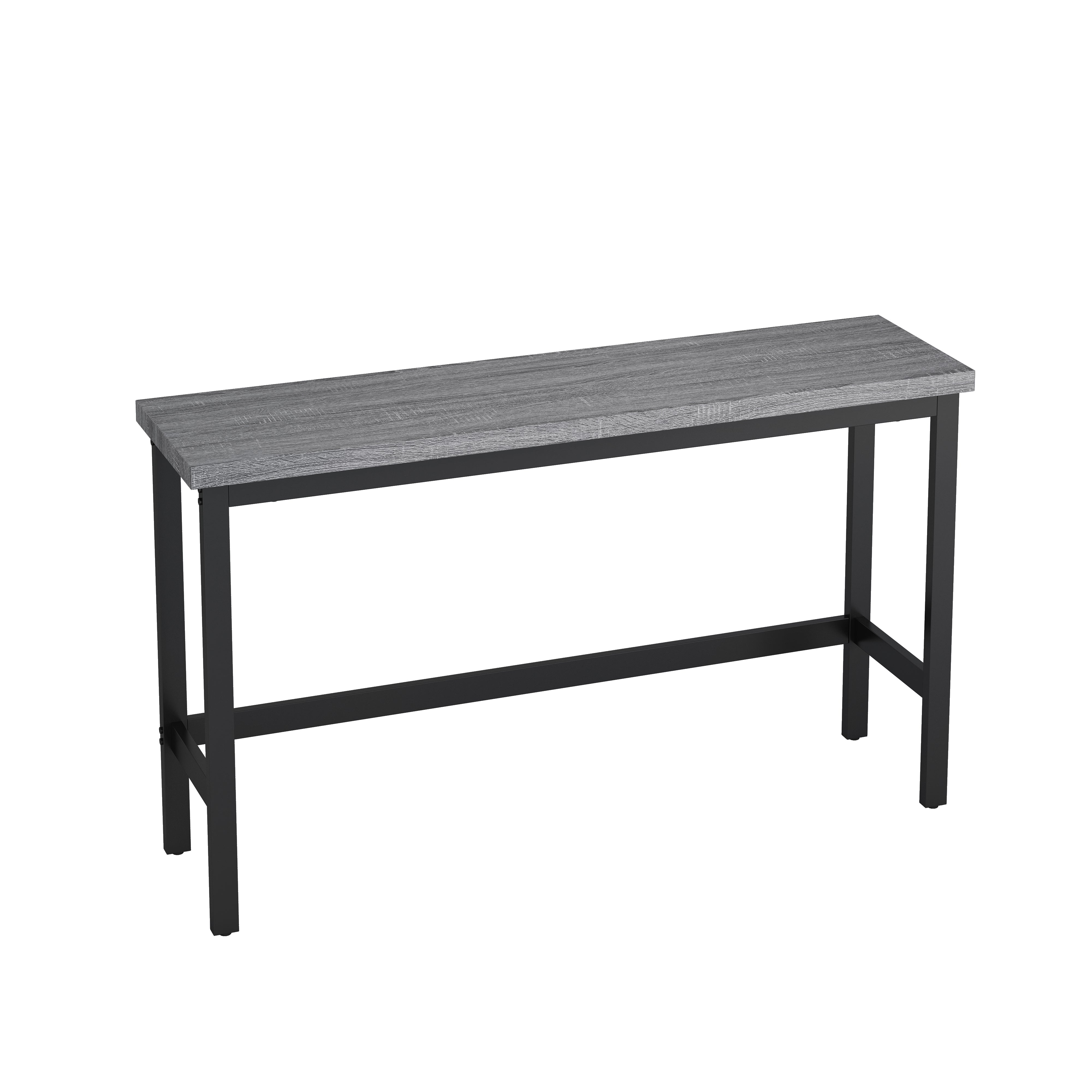 148CM Modern Design Kitchen Dining Table, Pub Table, Long with 3 Stools, Grey