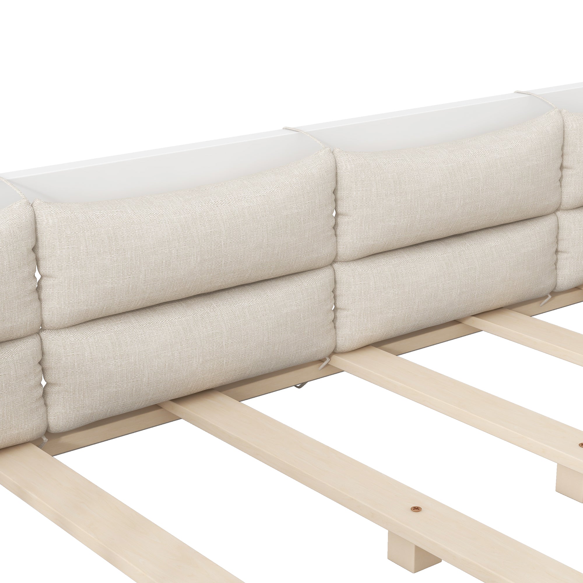 Platform Bed with Side Rails and Pillows, 90x200, White