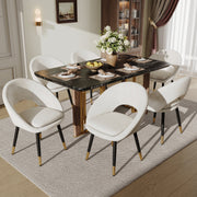Set of 6 Modern Dining Chairs, Comfortable and Breathable Velvet, Beige