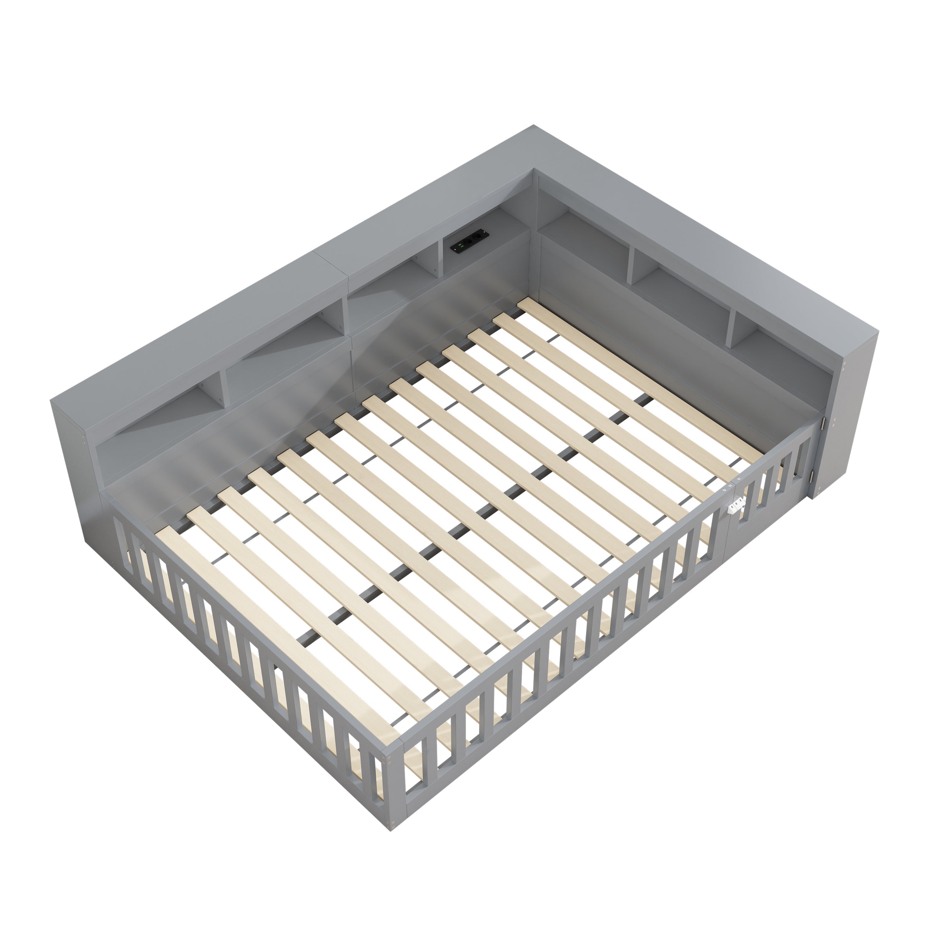 Daybed with Storage and USB Charging Port, 140x200cm, Grey Chipboard