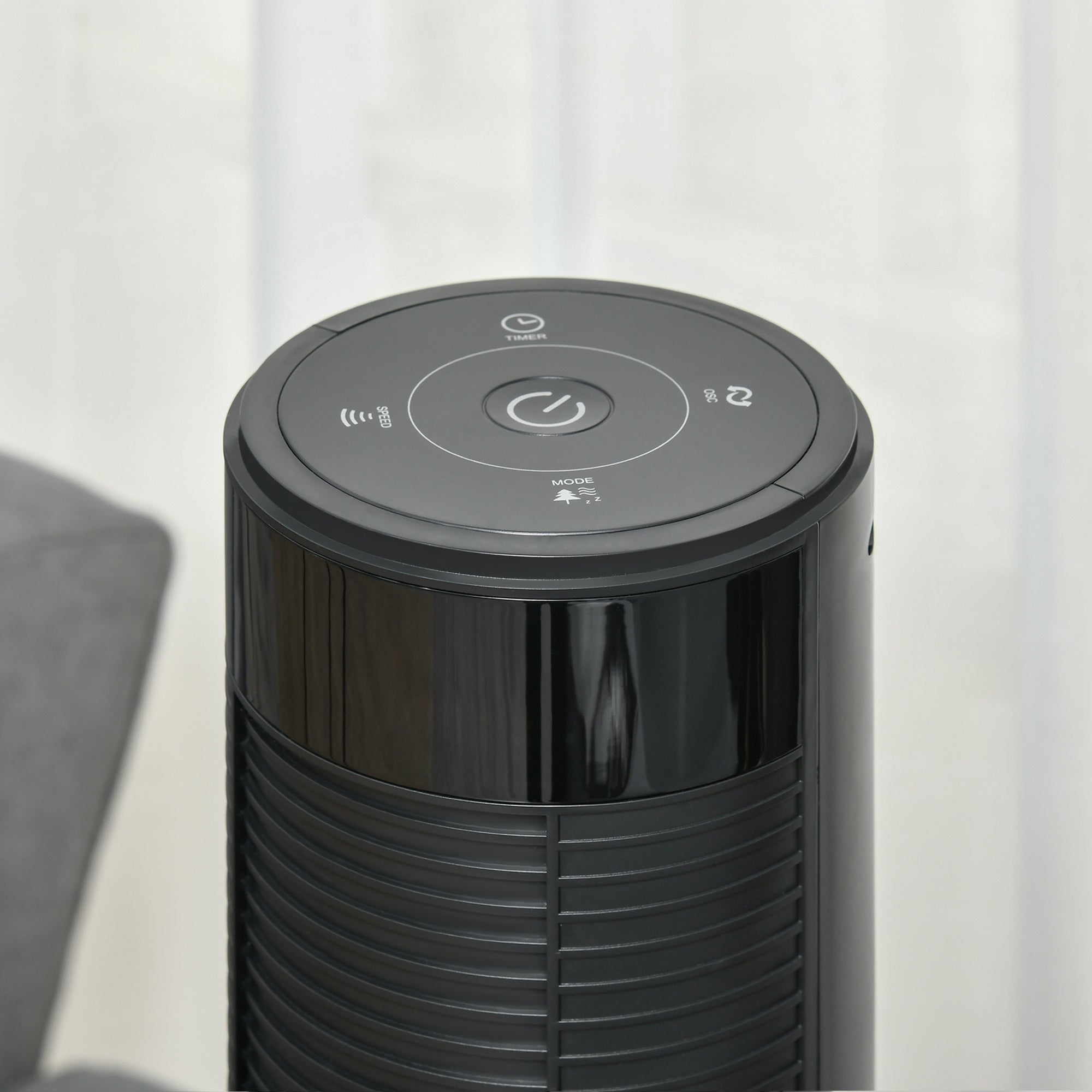 Tower Fan, 45W 70° Oscillation 12H Timer 3 Quiet Speeds, Black