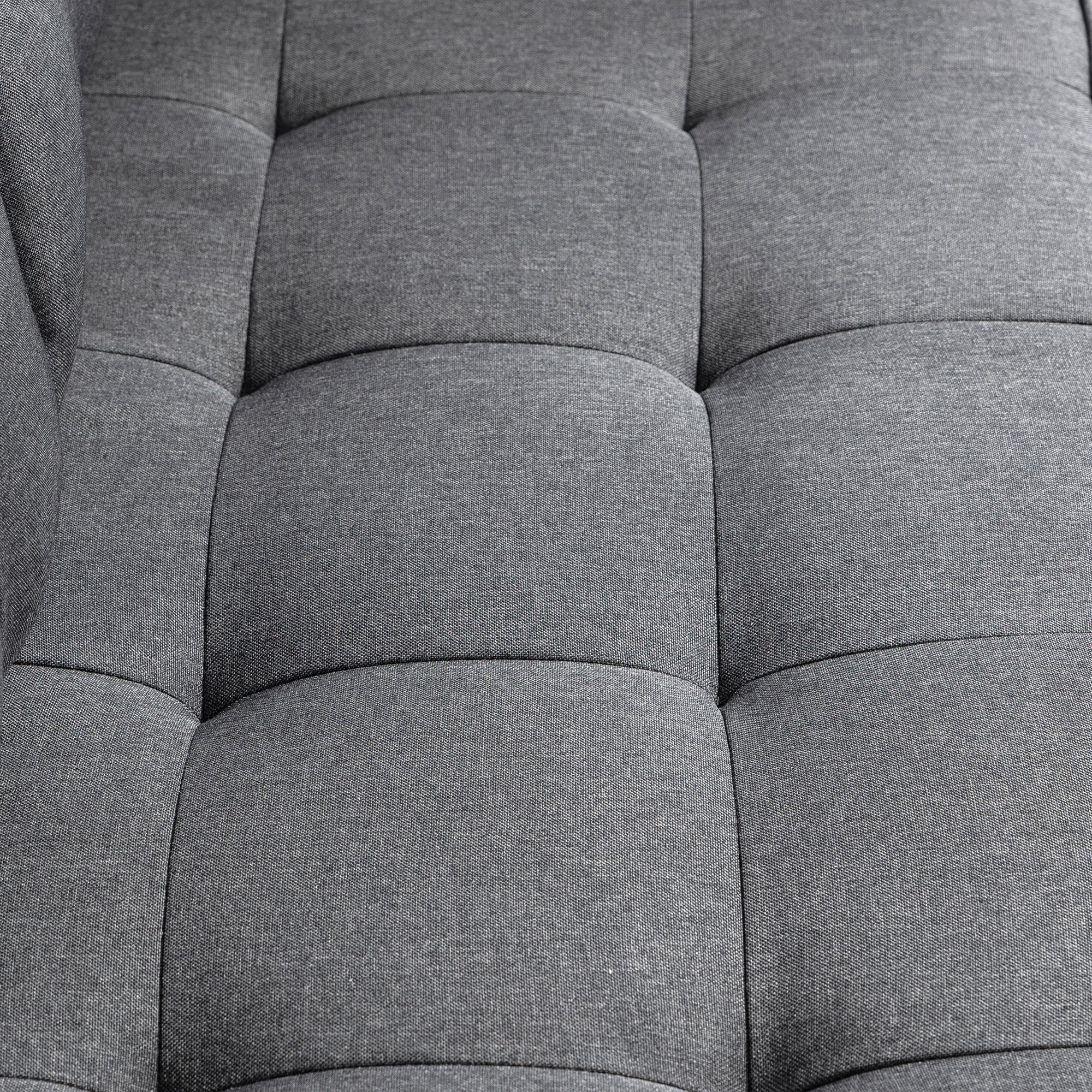 Sleeper Sofa Convertible 2-Seater with Sleeping Function, Linen Touch, Grey Rubberwood