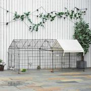 Outdoor Enclosure, Sun Protection, Rabbit Hutch, Metal, Beige and Black