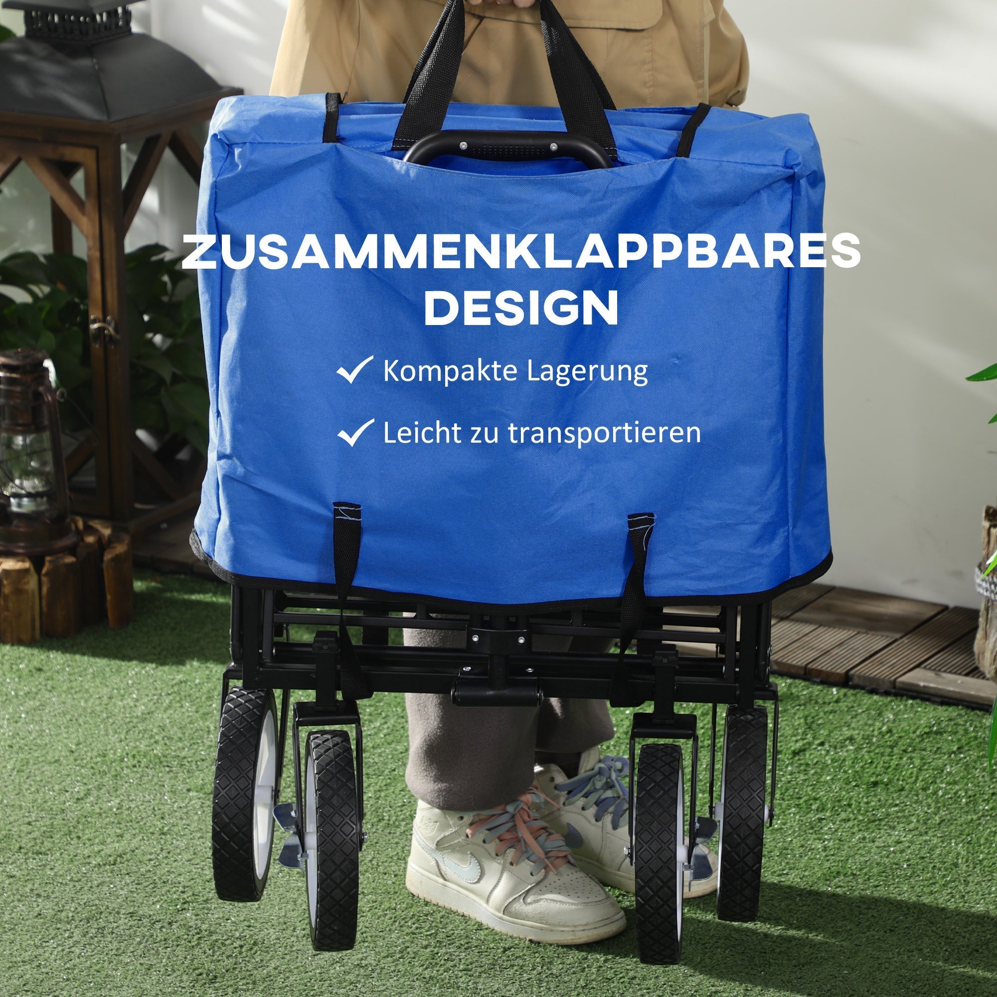 Handcart, Foldable 360° Garden Beach Transport Cart, Steel Frame Oxford