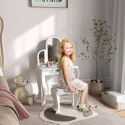 Kids Dressing Table Set, Mirror and Drawer - White