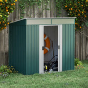Galvanised Metal Shed, 6.5 x 4FT with Foundation Kit, Lockable Double Sliding Doors, Vents, Green