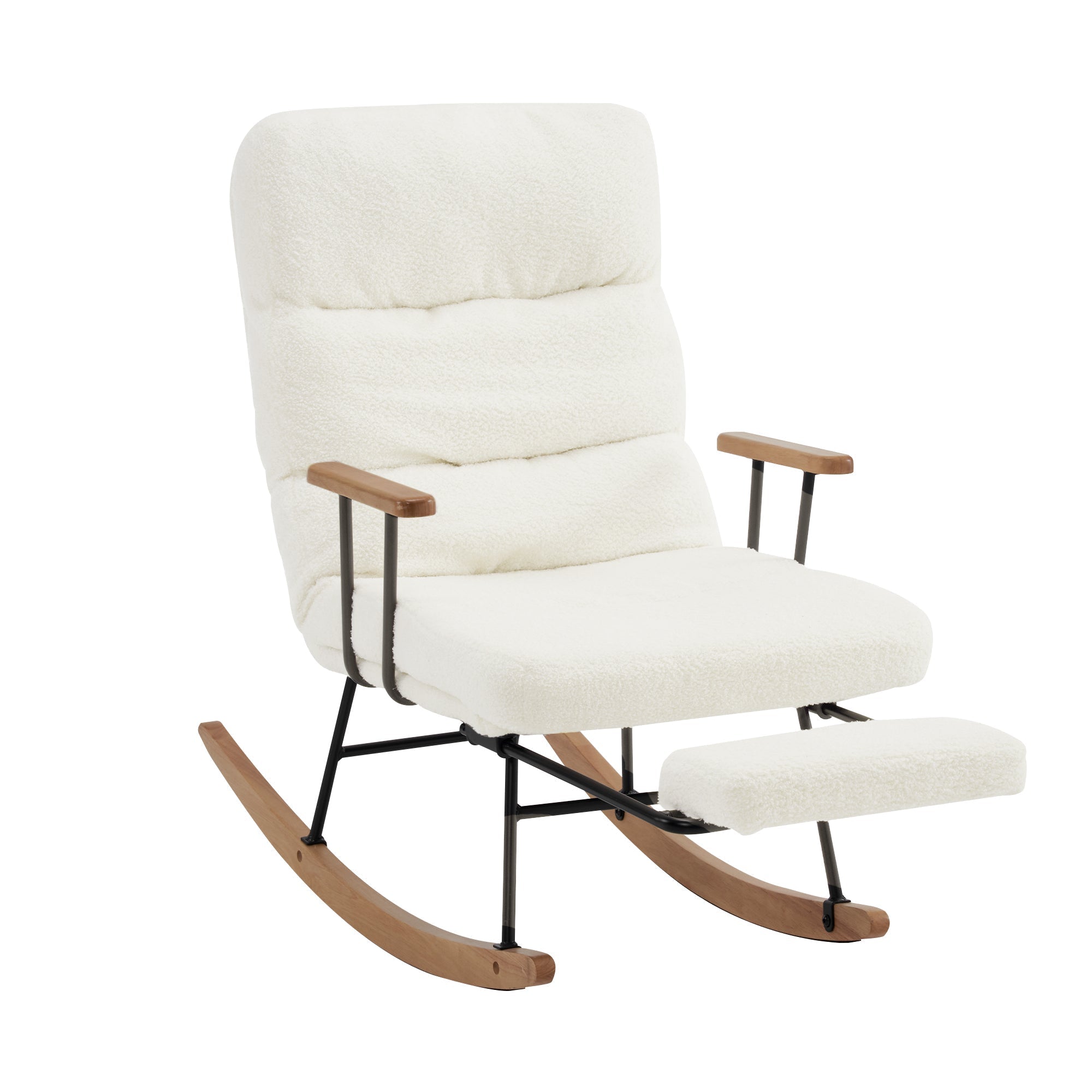 Rocking Chair, Boucle Fabric Tufted, White
