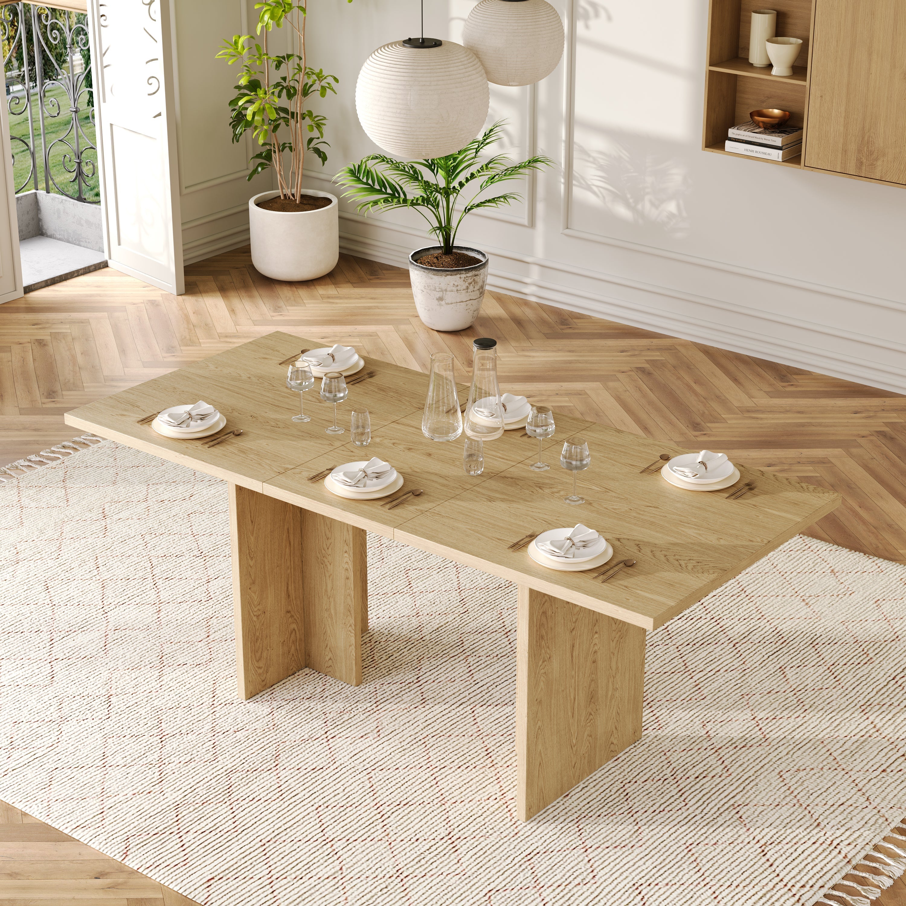 Extendable Dining Table 140/180x80cm Rectangular 6-8 Seater - Oak Color
