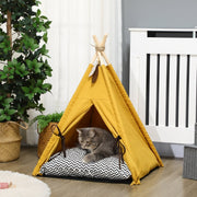 Haustierbett, Tipi-Design mit weichem Kissen und Fußmatte, für Hunde und Katzen, Stoff