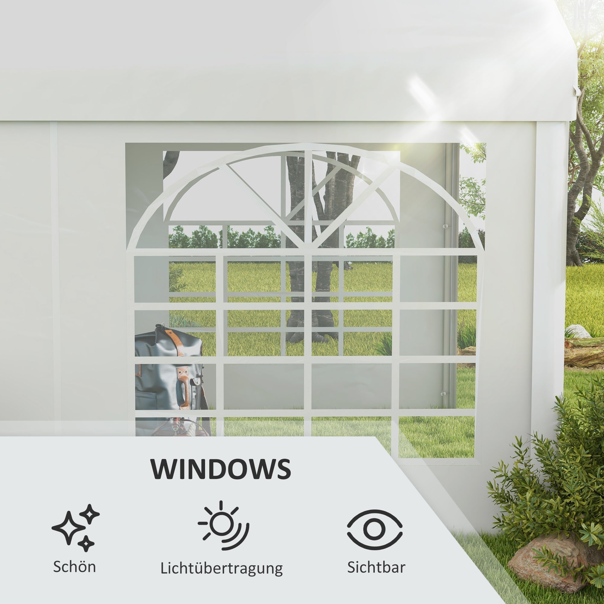 Side Panel for Gazebo/Party Tent, 6x2m Waterproof & UV-Resistant, White