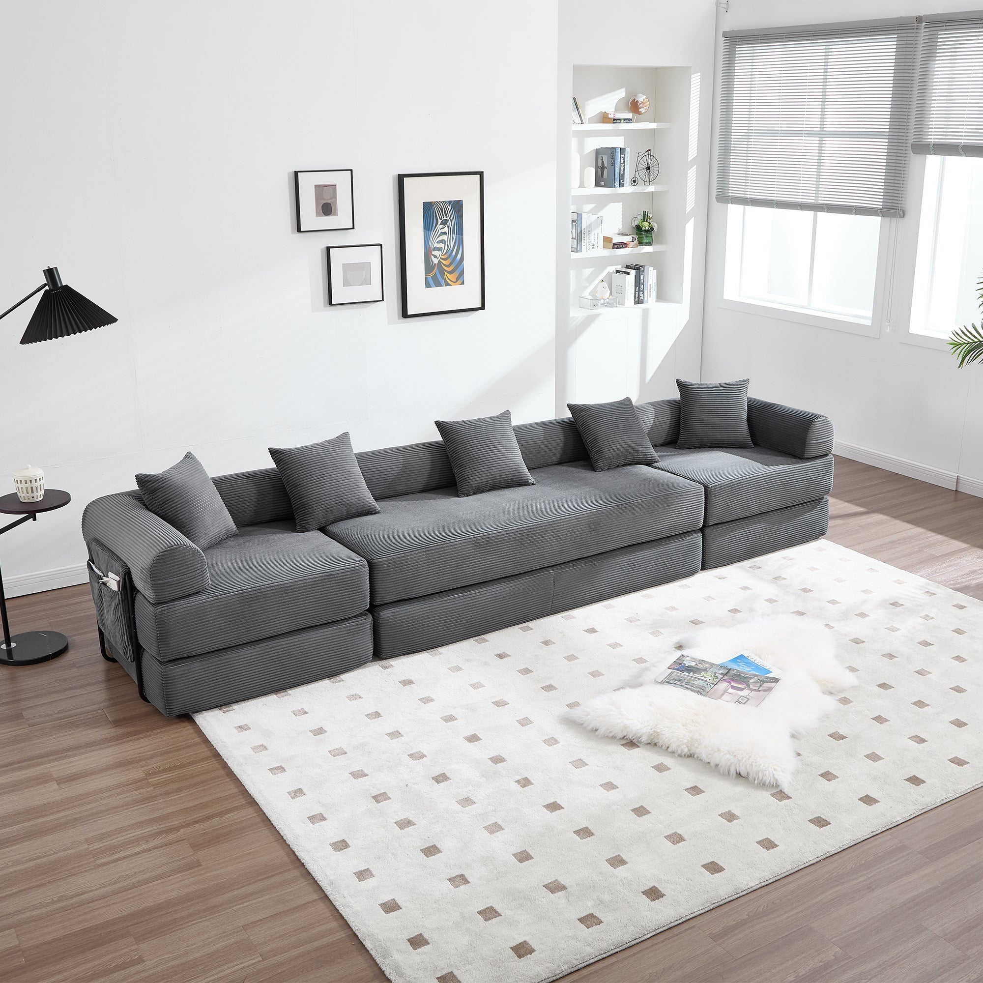 Modular Family Sofa with Storage & Pet-Friendly Fabric - Dark Gray