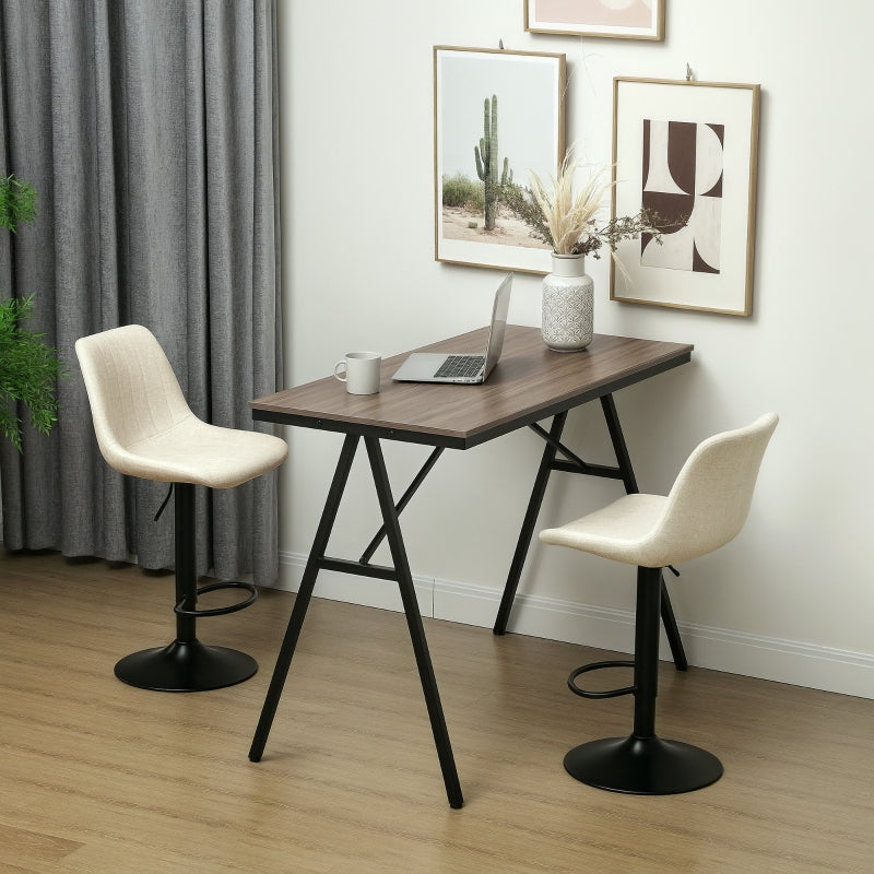 Set of Two Tub Bar Stools Chenille-Feel Beige